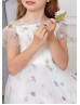 Off Shoulder Star Tulle Shimmering Flower Girl Dress